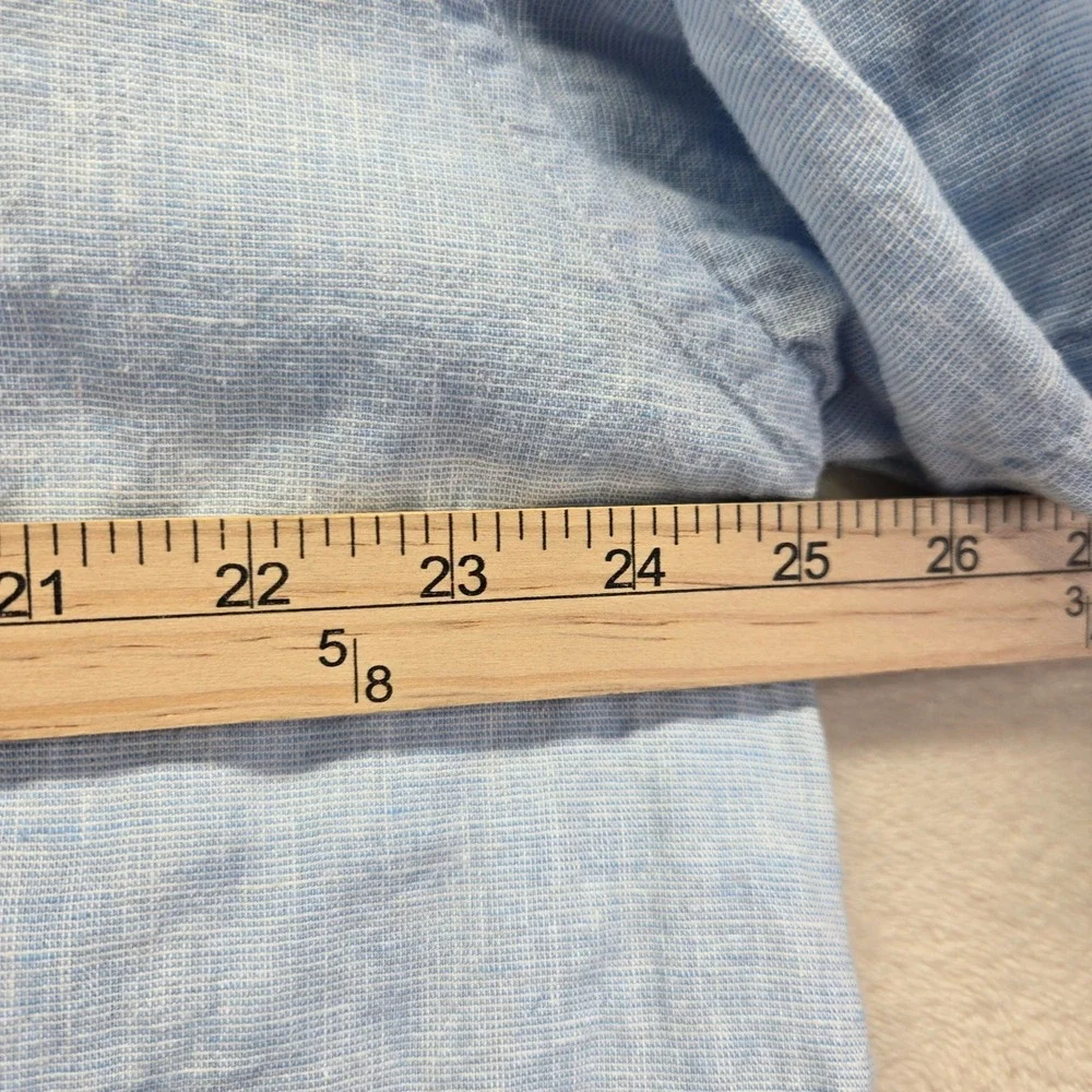 Weatherproof Vintage Men Light Blue Washable Linen Cotton Short Sleeve Shirt XXL
